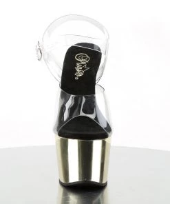 Pleaser Direct Larger Size Shoes Adore 708 Gold Chrome Platforms