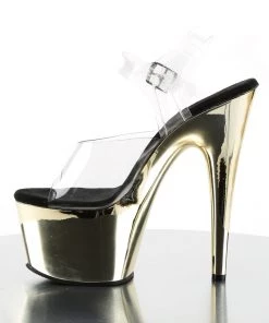 Pleaser Direct Larger Size Shoes Adore 708 Gold Chrome Platforms