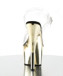 Pleaser Direct Larger Size Shoes Adore 708 Gold Chrome Platforms