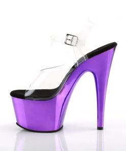 Pleaser Direct Larger Size Shoes Adore 708 Purple Chrome Platforms