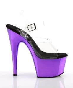 Pleaser Direct Larger Size Shoes Adore 708 Purple Chrome Platforms