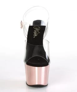 Pleaser Direct Larger Size Shoes Adore 708 Rose Gold Chrome Platforms