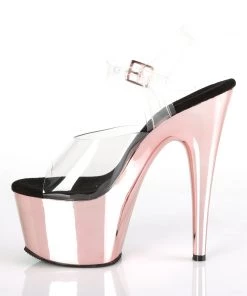 Pleaser Direct Larger Size Shoes Adore 708 Rose Gold Chrome Platforms