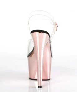 Pleaser Direct Larger Size Shoes Adore 708 Rose Gold Chrome Platforms