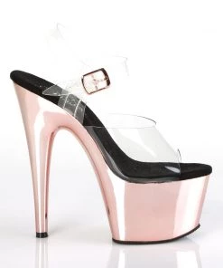 Pleaser Direct Larger Size Shoes Adore 708 Rose Gold Chrome Platforms