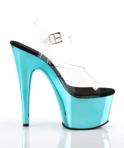 Pleaser Direct Adore 708 Turquoise Blue Chrome Platforms