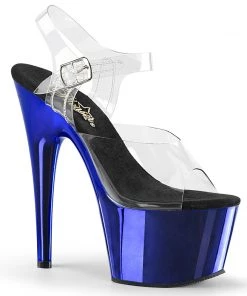 Pleaser Direct Adore 708 Blue Chrome Platforms Larger Size Shoes