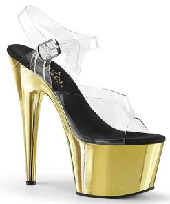 Pleaser Direct Larger Size Shoes Adore 708 Gold Chrome Platforms