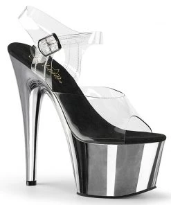 Pleaser Direct Adore 708 Silver Chrome Platforms
