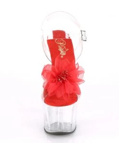 Pleaser Direct Adore 708BFL Clear & Red Flower Platforms Platform Shoes