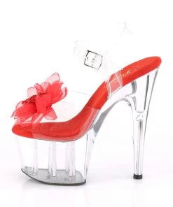 Pleaser Direct Adore 708BFL Clear & Red Flower Platforms Platform Shoes