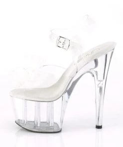 Pleaser Direct Platform Shoes Adore 708BFL Clear & White Flower Platforms