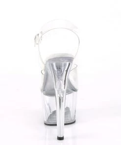 Pleaser Direct Platform Shoes Adore 708BFL Clear & White Flower Platforms