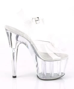 Pleaser Direct Platform Shoes Adore 708BFL Clear & White Flower Platforms
