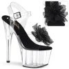 Pleaser Direct Platform Shoes Adore 708BFL Clear & Black Flower Platforms