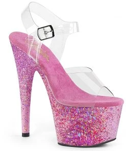 Pleaser Direct Glitter Shoes Adore 708CF Pink Confetti Platforms
