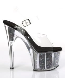 Pleaser Direct Adore 708CG Black Glitter Platform High Heels Platform Shoes 9 Pleaser Direct Adore 708CG Black Glitter Platform High Heels Platform Shoes