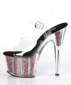 Pleaser Direct Adore 708CG Black And Pink Glitter Platform High Heels