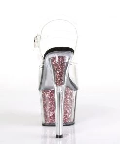 Pleaser Direct Adore 708CG Black And Pink Glitter Platform High Heels