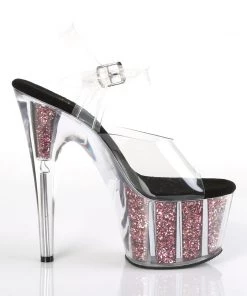 Pleaser Direct Adore 708CG Black And Pink Glitter Platform High Heels