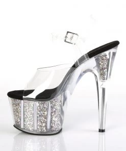 Pleaser Direct Adore 708CG Black And Silver Glitter Platform High Heels Glitter Shoes 7 Pleaser Direct Adore 708CG Black And Silver Glitter Platform High Heels Glitter Shoes