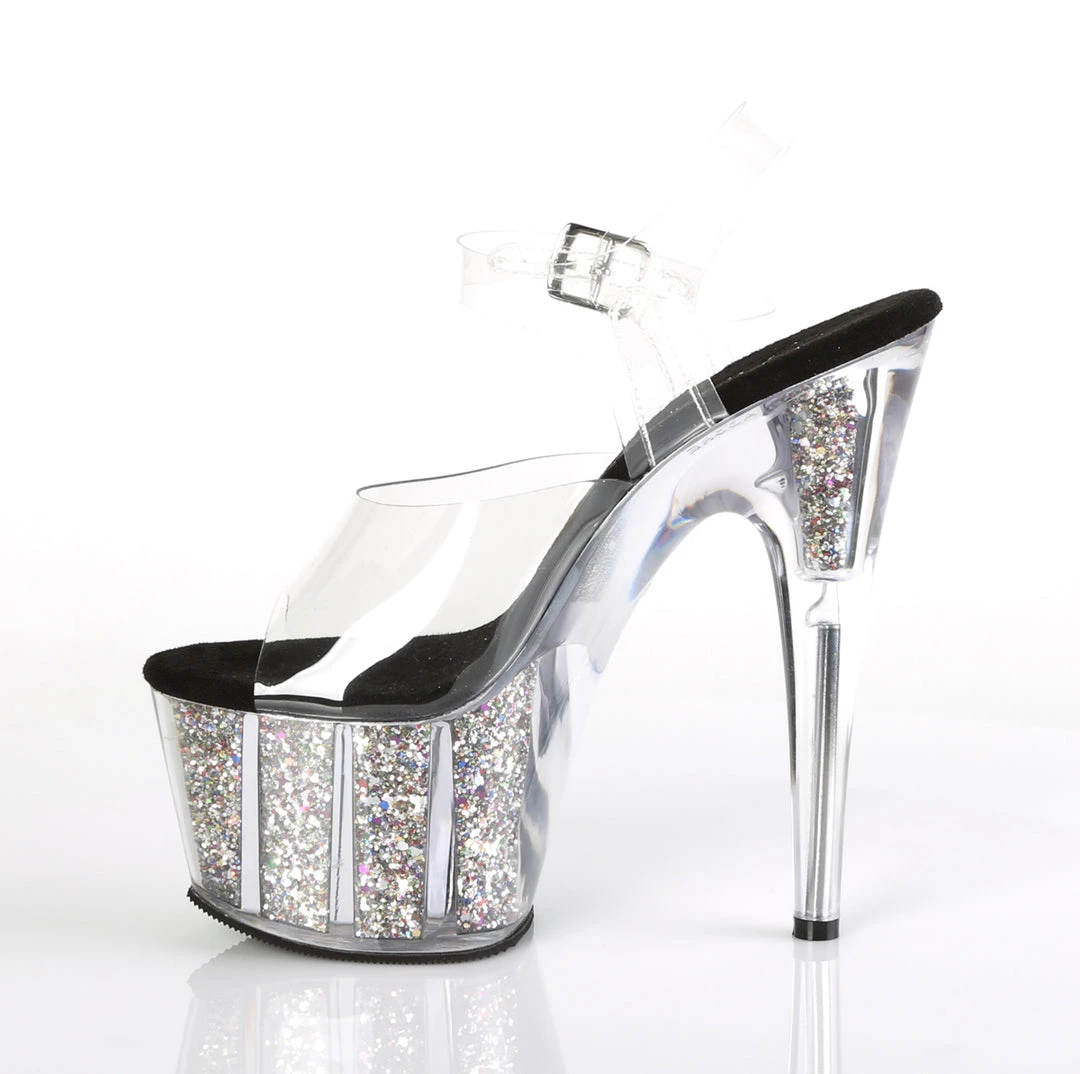 Pleaser Direct Adore 708CG Black And Silver Glitter Platform High Heels Glitter Shoes 3 Pleaser Direct Adore 708CG Black And Silver Glitter Platform High Heels Glitter Shoes