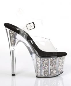 Pleaser Direct Adore 708CG Black And Silver Glitter Platform High Heels Glitter Shoes 9 Pleaser Direct Adore 708CG Black And Silver Glitter Platform High Heels Glitter Shoes