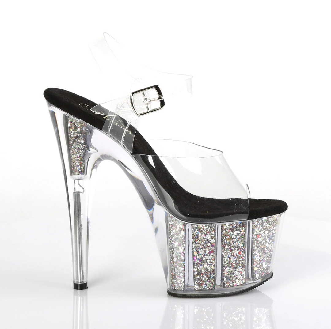 Pleaser Direct Adore 708CG Black And Silver Glitter Platform High Heels Glitter Shoes 5 Pleaser Direct Adore 708CG Black And Silver Glitter Platform High Heels Glitter Shoes
