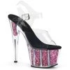 Pleaser Direct Adore 708CG Black And Pink Glitter Platform High Heels