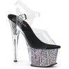 Pleaser Direct Adore 708CG Black And Silver Glitter Platform High Heels Glitter Shoes