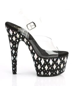 Pleaser Direct Adore 708DIAMOND Black Gem Encrusted High Heels