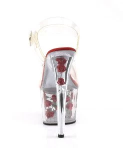 Pleaser Direct Adore 708FL Clear And Red Flower Platforms