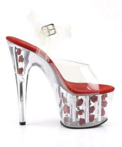 Pleaser Direct Adore 708FL Clear And Red Flower Platforms