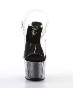 Pleaser Direct Adore 708G Black Glitter Platforms Glitter Shoes