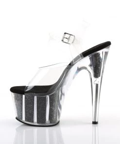 Pleaser Direct Adore 708G Black Glitter Platforms Glitter Shoes