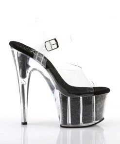 Pleaser Direct Adore 708G Black Glitter Platforms Glitter Shoes