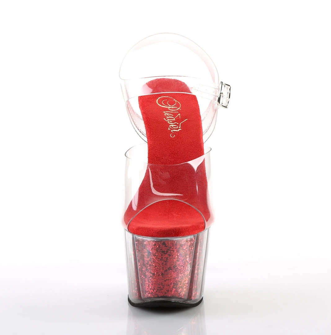 Pleaser Direct Adore 708G Red Glitter Platforms 2 Pleaser Direct Adore 708G Red Glitter Platforms