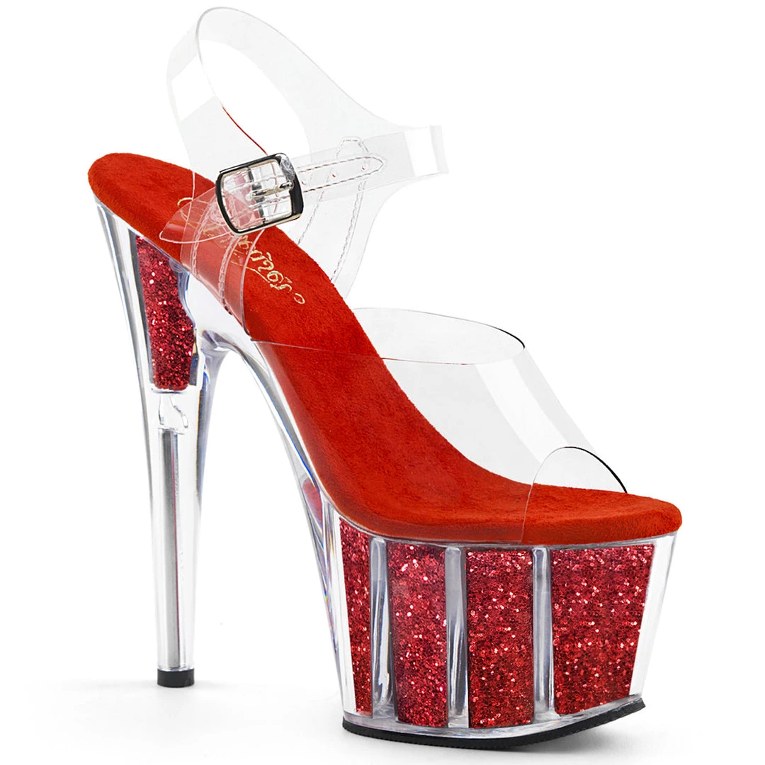 Pleaser Direct Adore 708G Red Glitter Platforms 1 Pleaser Direct Adore 708G Red Glitter Platforms