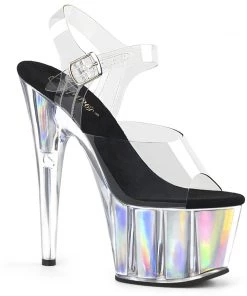 Pleaser Direct Adore 708HGI Silver Holographic Platforms