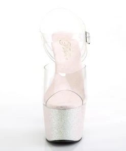 Pleaser Direct Larger Size Shoes Adore 708HMG Opal Hologram Glitter Platforms