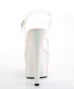 Pleaser Direct Larger Size Shoes Adore 708HMG Opal Hologram Glitter Platforms
