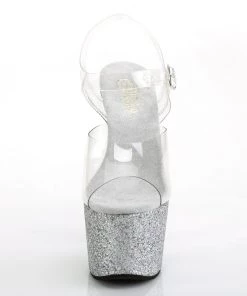 Pleaser Direct Adore 708HMG Silver Hologram Glitter Platforms