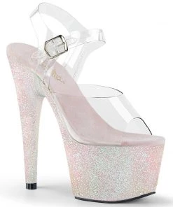 Pleaser Direct Larger Size Shoes Adore 708HMG Opal Hologram Glitter Platforms