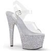 Pleaser Direct Adore 708HMG Silver Hologram Glitter Platforms