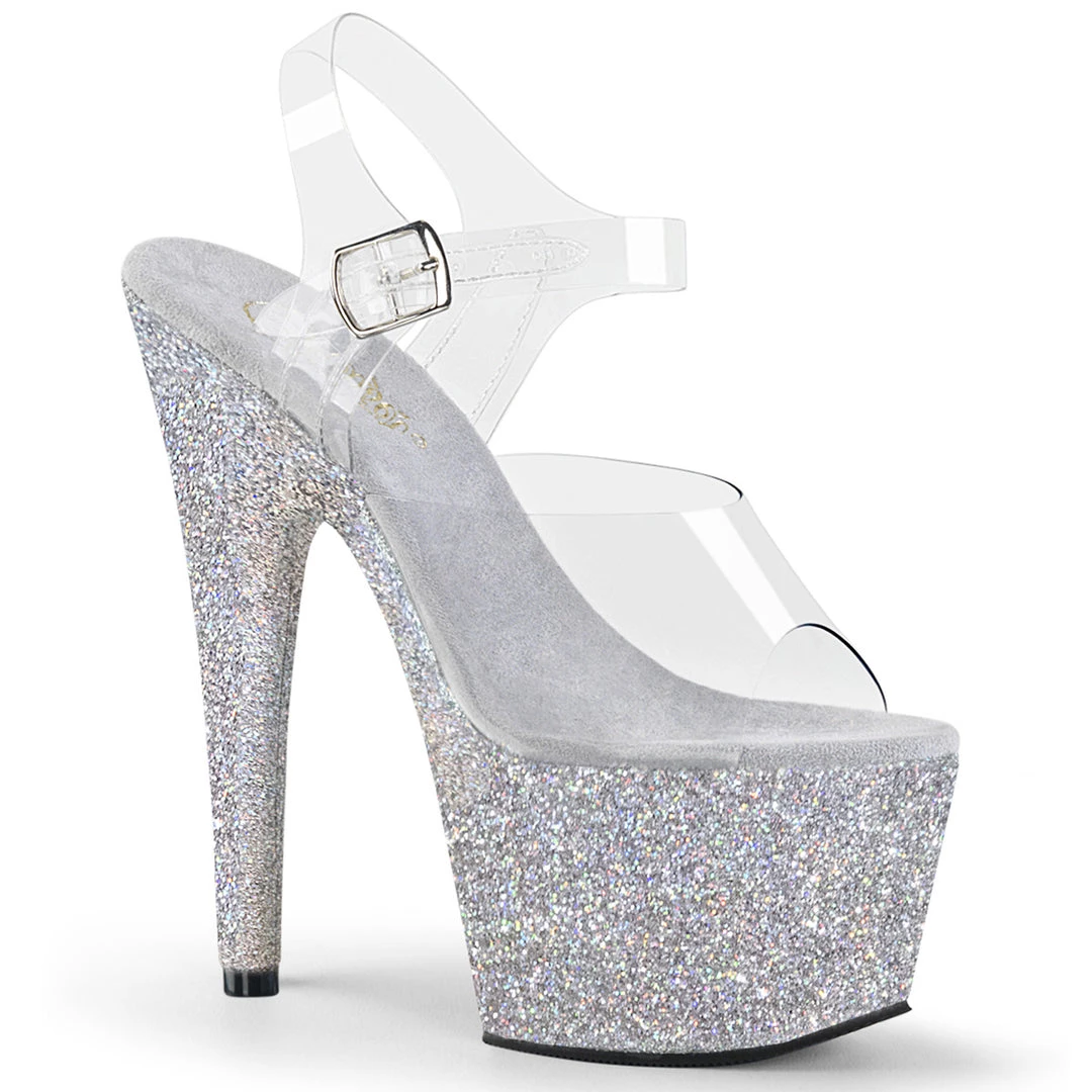 Pleaser Direct Adore 708HMG Silver Hologram Glitter Platforms 1 Pleaser Direct Adore 708HMG Silver Hologram Glitter Platforms