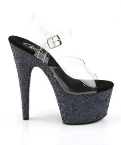 Pleaser Direct Larger Size Shoes Adore 708LG Black Multi Glitter Platforms