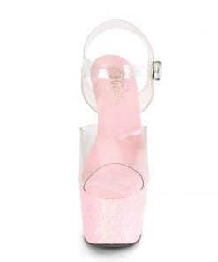 Pleaser Direct Adore 708LG Pink Holographic Glitter Platforms Larger Size Shoes