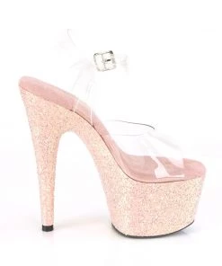 Pleaser Direct Larger Size Shoes Adore 708LG Dusty Blush Holographic Glitter Platforms