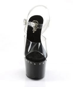 Pleaser Direct Adore 708LS Black With Rhinestone Platforms