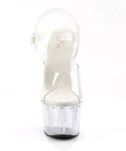 Pleaser Direct Adore 708LS Clear With Rhinestone Platforms